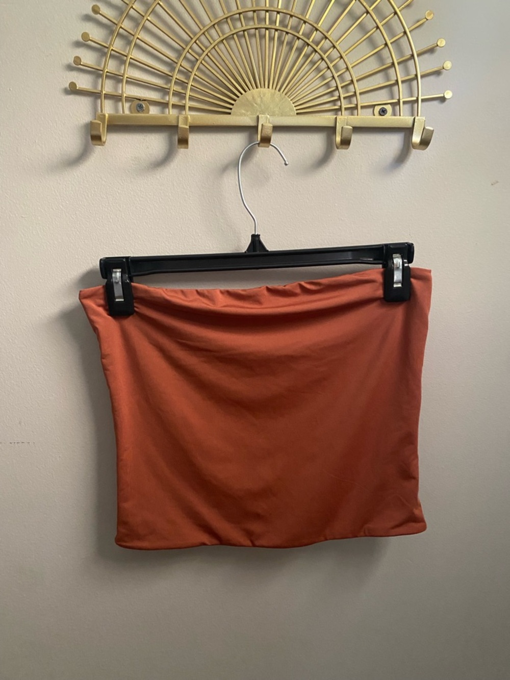 Women’s Rust Orange Stretch Strapless Tube Top - Picture 2 of 3